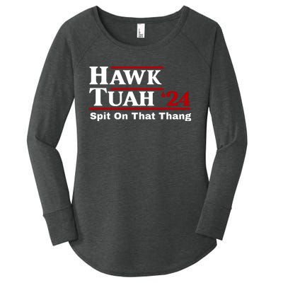 Hawk Tuah 24 Spit On That Thang Funny Saying Women's Perfect Tri Tunic Long Sleeve Shirt