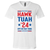 Hawk Tuah 24 Spit On That Thang Cute Design V-Neck T-Shirt