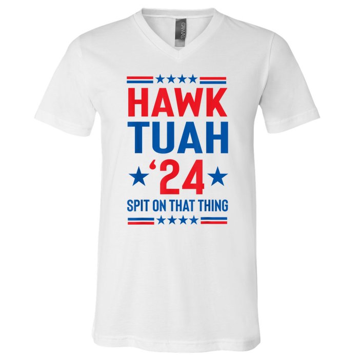 Hawk Tuah 24 Spit On That Thang Cute Design V-Neck T-Shirt