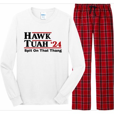 Hawk Tuah 24 Spit On That Thang Funny Saying Long Sleeve Pajama Set