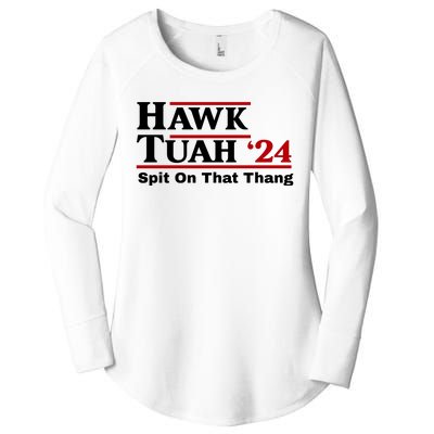 Hawk Tuah 24 Spit On That Thang Funny Saying Women's Perfect Tri Tunic Long Sleeve Shirt