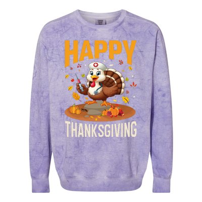 Happy Thanksgiving 2024 Celebration Graphic Colorblast Crewneck Sweatshirt