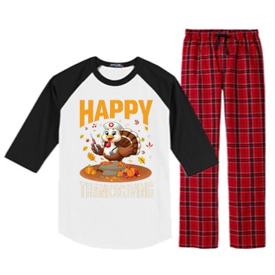 Happy Thanksgiving 2024 Celebration Graphic Raglan Sleeve Pajama Set