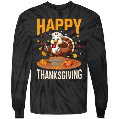 Happy Thanksgiving 2024 Celebration Graphic Tie-Dye Long Sleeve Shirt