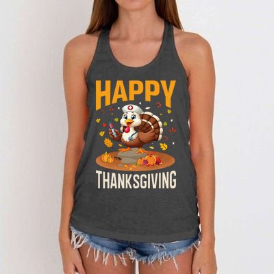 Happy Thanksgiving 2024 Celebration Graphic Women's Knotted Racerback Tank