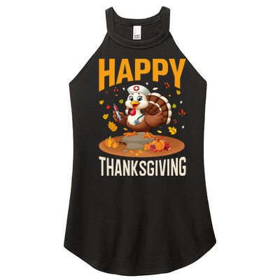 Happy Thanksgiving 2024 Celebration Graphic Women’s Perfect Tri Rocker Tank