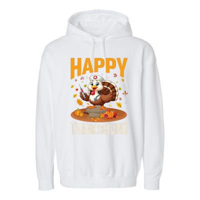 Happy Thanksgiving 2024 Celebration Graphic Garment-Dyed Fleece Hoodie