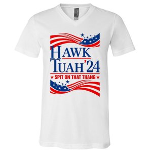 Hawk Tauh 24 Spit On That Thang Usa American Flag Meme Quote V-Neck T-Shirt