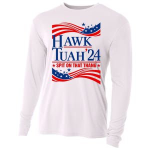 Hawk Tauh 24 Spit On That Thang Usa American Flag Meme Quote Cooling Performance Long Sleeve Crew