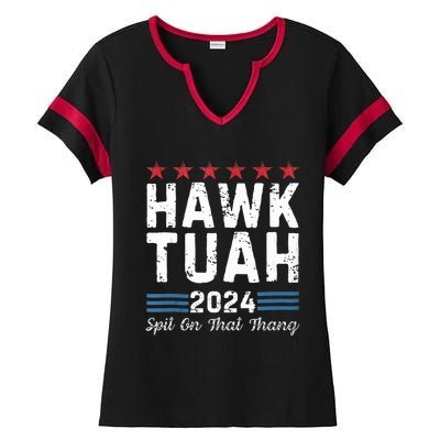 Hawk Tuah 24 Spit On That Thang Ladies Halftime Notch Neck Tee