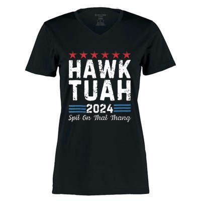 Hawk Tuah 24 Spit On That Thang Women's Momentum V-Neck T-Shirt