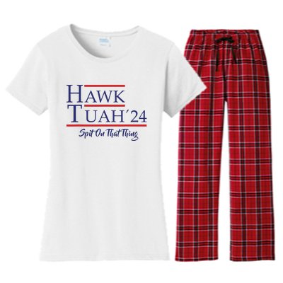 Hawk Tuah 24 Spit On That Thing Women's Flannel Pajama Set