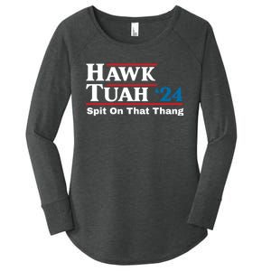 Hawk Tuah 24 Spit On That Thang Women's Perfect Tri Tunic Long Sleeve Shirt