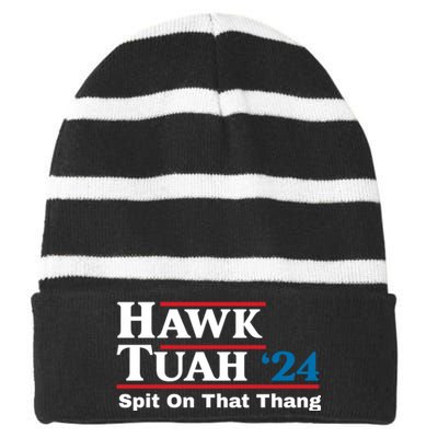 Hawk Tuah 24 Spit On That Thang Striped Beanie with Solid Band