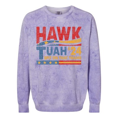 Hawk Tuah 24 Spit On That Thang Tank Top Colorblast Crewneck Sweatshirt