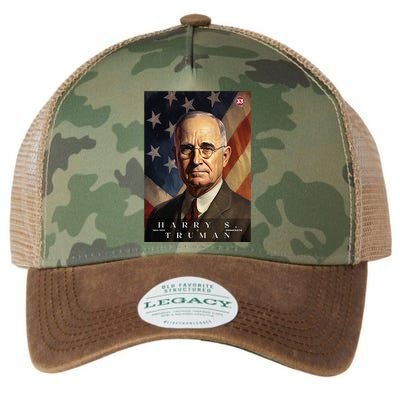Harry Truman 33rd President Of The United States Portrait Legacy Tie Dye Trucker Hat