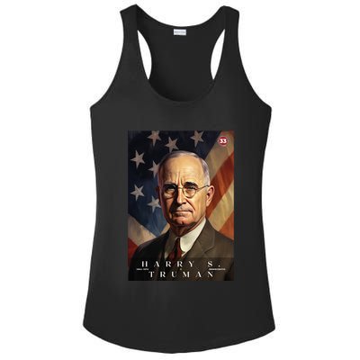 Harry Truman 33rd President Of The United States Portrait Ladies PosiCharge Competitor Racerback Tank