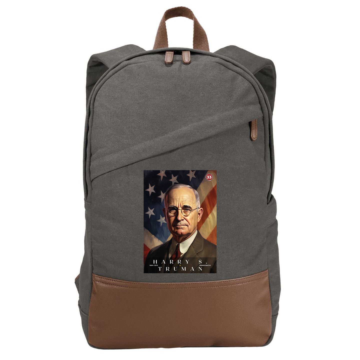 Harry Truman 33rd President Of The United States Portrait Cotton Canvas Backpack