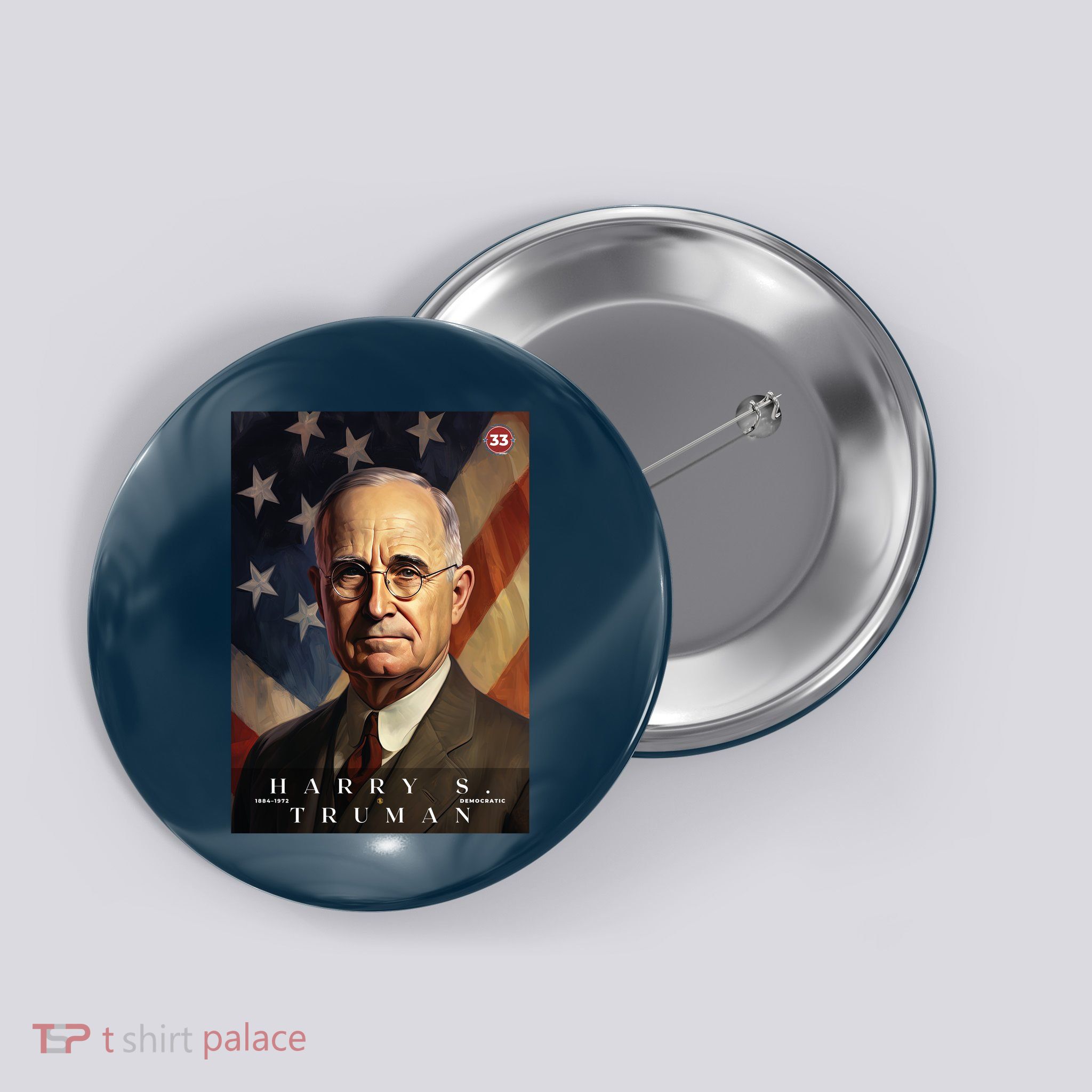 Harry Truman 33rd President Of The United States Portrait Button