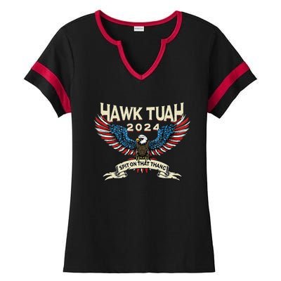 Hawk Tush American Eagle 2024 Funny Patriotic 4th Of July Ladies Halftime Notch Neck Tee