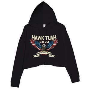 Hawk Tush American Eagle 2024 Funny Patriotic 4th Of July Crop Fleece Hoodie