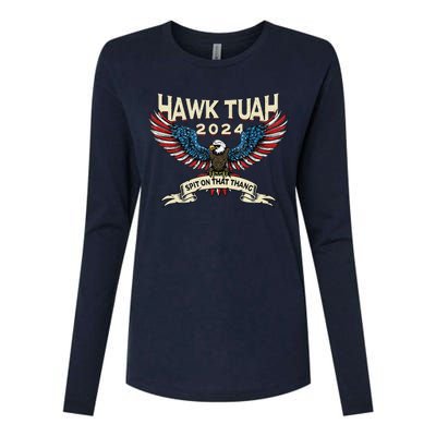 Hawk Tush American Eagle 2024 Funny Patriotic 4th Of July Womens Cotton Relaxed Long Sleeve T-Shirt