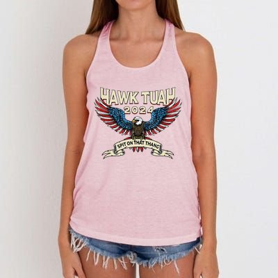 Hawk Tush American Eagle 2024 Funny Patriotic 4th Of July Women's Knotted Racerback Tank