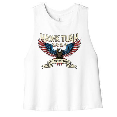 Hawk Tush American Eagle 2024 Funny Patriotic 4th Of July Women's Racerback Cropped Tank