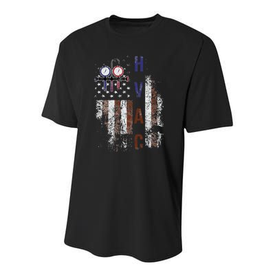 Hvac Techniacian American Flag Usa Vintage Gift Youth Performance Sprint T-Shirt