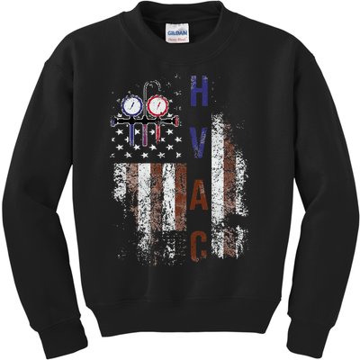 Hvac Techniacian American Flag Usa Vintage Gift Kids Sweatshirt