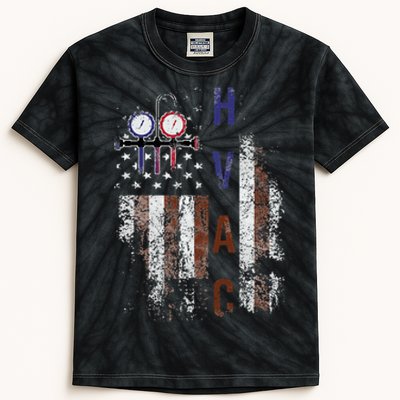 Hvac Techniacian American Flag Usa Vintage Gift Kids Tie-Dye T-Shirt