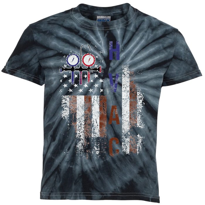 Hvac Techniacian American Flag Usa Vintage Gift Kids Tie-Dye T-Shirt