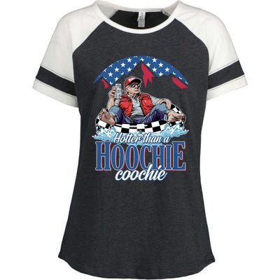 Hotter Than A Hoochie Coochie Funny Enza Ladies Jersey Colorblock Tee