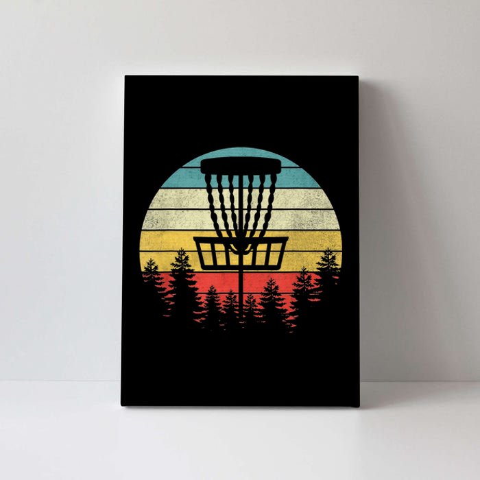 Hit Trees And Curse Sunset Retro Disc Golf Frisbee Golfer Canvas