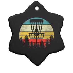 Hit Trees And Curse Sunset Retro Disc Golf Frisbee Golfer Ceramic Star Ornament