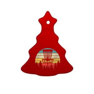 Hit Trees And Curse Sunset Retro Disc Golf Frisbee Golfer Ceramic Tree Ornament