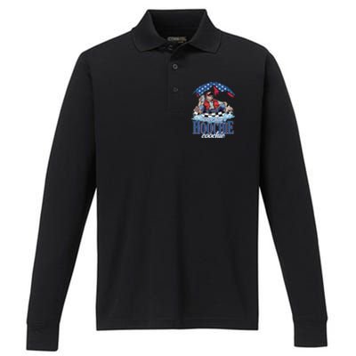 Hotter Than A Hoochie Coochie Funny Performance Long Sleeve Polo