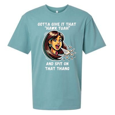 Hawk Tuah And Spit On That Thang Funny Viral Meme Sueded Cloud Jersey T-Shirt