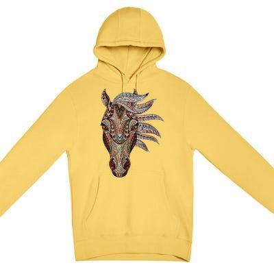 Horse Tribal Abstract Art Native American Geometric Horse Premium Pullover Hoodie