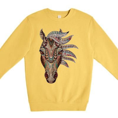 Horse Tribal Abstract Art Native American Geometric Horse Premium Crewneck Sweatshirt