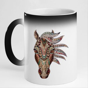 Horse Tribal Abstract Art Native American Geometric Horse 11oz Black Color Changing Mug