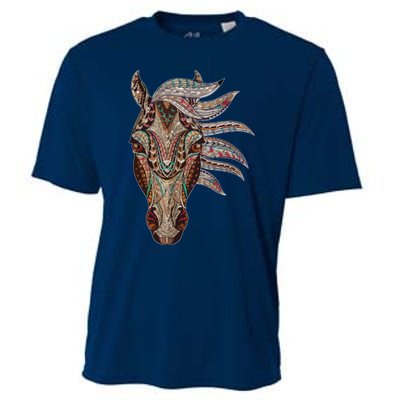 Horse Tribal Abstract Art Native American Geometric Horse Cooling Performance Crew T-Shirt