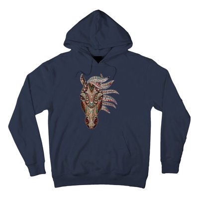 Horse Tribal Abstract Art Native American Geometric Horse Hoodie