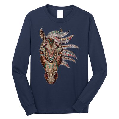 Horse Tribal Abstract Art Native American Geometric Horse Long Sleeve Shirt