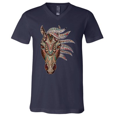 Horse Tribal Abstract Art Native American Geometric Horse V-Neck T-Shirt