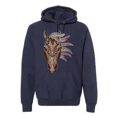 Horse Tribal Abstract Art Native American Geometric Horse Premium Hoodie