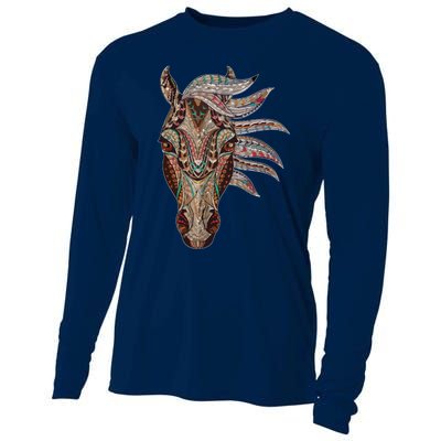 Horse Tribal Abstract Art Native American Geometric Horse Cooling Performance Long Sleeve Crew