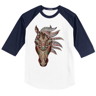 Horse Tribal Abstract Art Native American Geometric Horse Baseball Sleeve Shirt