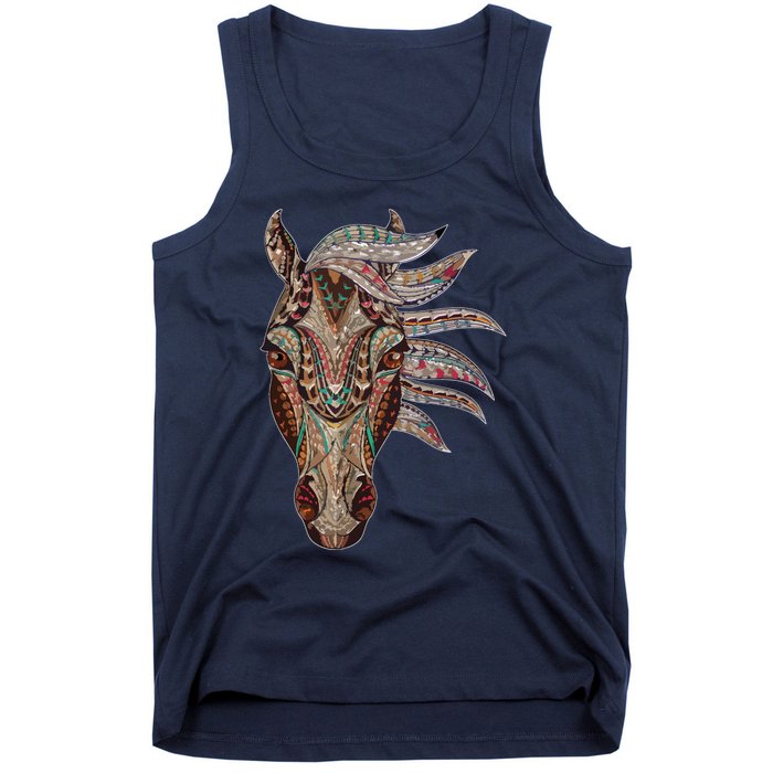 Horse Tribal Abstract Art Native American Geometric Horse Tank Top