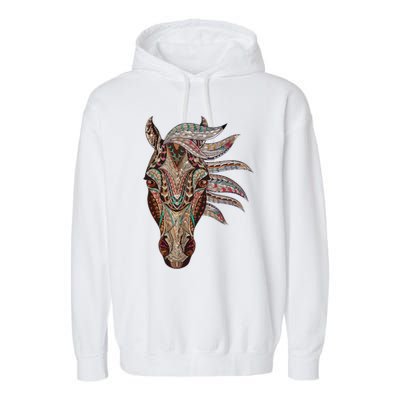 Horse Tribal Abstract Art Native American Geometric Horse Garment-Dyed Fleece Hoodie